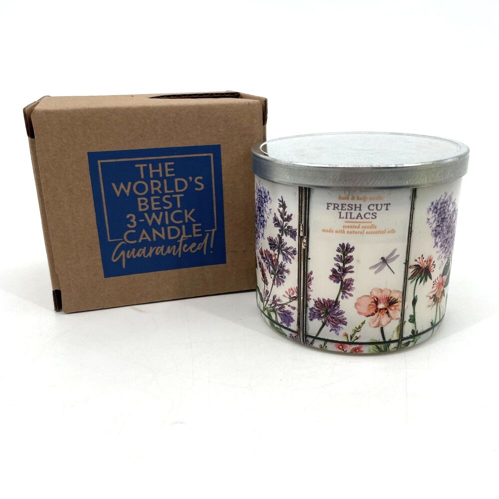 Bath & Body Works Scented 3 Wick Candle FRESH CUT LILACS 14.5 oz Glass Jar NEW